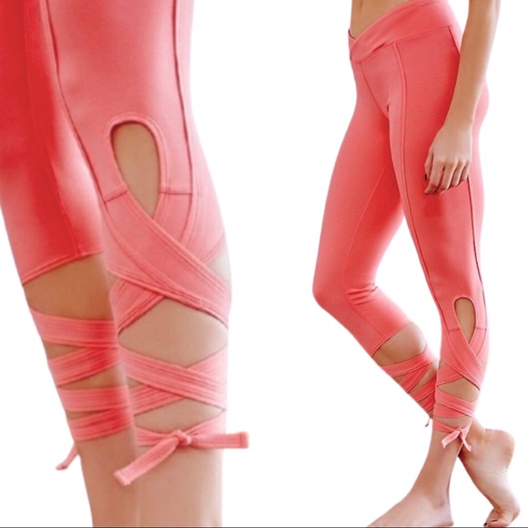 Free People Pants - FP Movement Turnout Lace Up Tie Yoga Leggings Pink